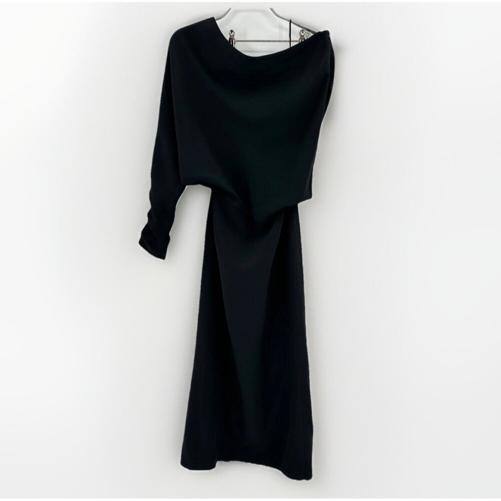 Alexis Serenity Dress size M One-Shoulder Midi Maxi Black Cocktail Party Evening